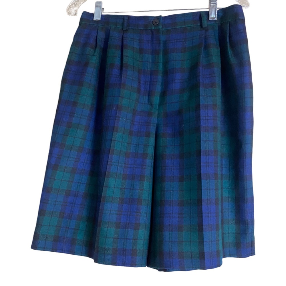 Pendleton Blackwatch Plaid High Waisted 100%Virgin Wool Shorts Pleated 14 Petite - Picture 2 of 4